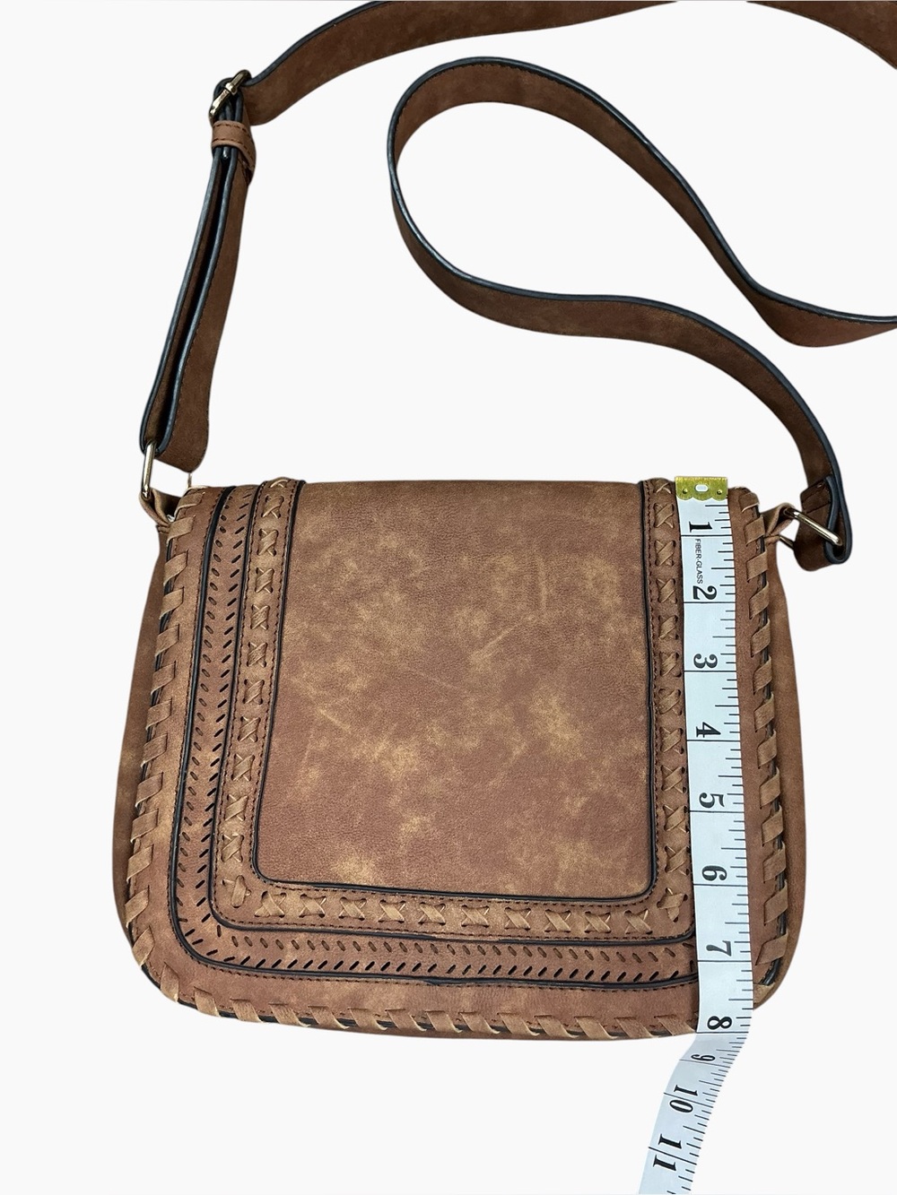 Brown Boho Whipstitch Crossbody Bag - Picture 6 of 6